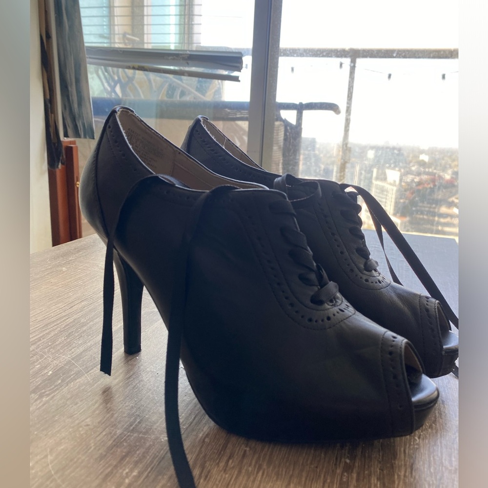 Peeptoe lace up stilettos rockport